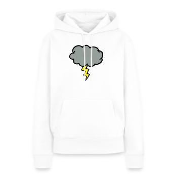nuage d'orage éclair coup de foudre - Sweat à capuche Premium bio Femme - blanc - Devant - Julia (174cm)