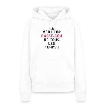 Casse-cou / Casse cou / Sport / Freestyle / Risque - Sweat à capuche Premium bio Femme - blanc - Devant - Julia (174cm)