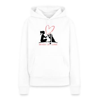 Never be alone- mit deinem Vierbeiner Hund - Frauen Premium Bio Hoodie - Weiß - Vorne - Julia (174cm)