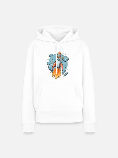 rocket ship - Frauen Premium Bio Hoodie - Weiß