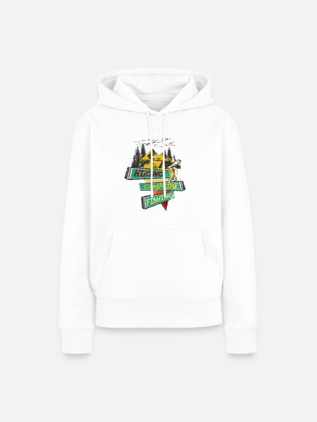 Hiking Campfire Fishing - Frauen Premium Bio Hoodie - Weiß