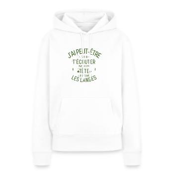 Dans ma Tête je suis Dans les Landes - Sweat à capuche Premium bio Femme - blanc - Devant - Julia (174cm)