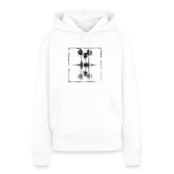 Palmen in schwarz/weiss - Frauen Premium Bio Hoodie - Weiß - Vorne - Julia (174cm)