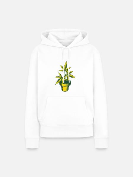 Cannabis Hanfplanze - Frauen Premium Bio Hoodie - Weiß