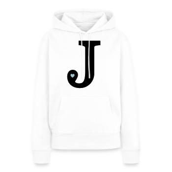 Lettre J initiale - Sweat à capuche Premium bio Femme - blanc - Devant - Julia (174cm)
