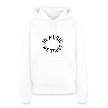 Dans la musique en qui nous avons confiance - Sweat à capuche Premium bio Femme - blanc - Devant - Julia (174cm)