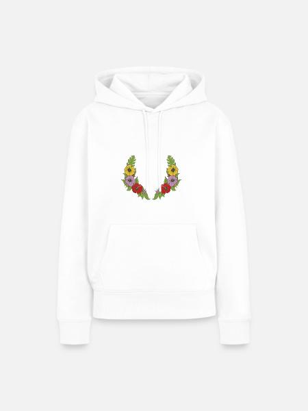 Blumenkranz - Frauen Premium Bio Hoodie - Weiß