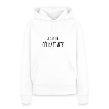 je suis une célibattante - Sweat à capuche Premium bio Femme - blanc - Devant - Julia (174cm)
