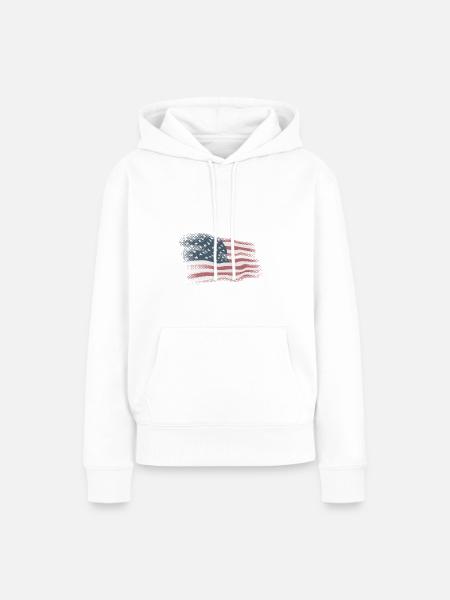 USA Flagge - Frauen Premium Bio Hoodie - Weiß