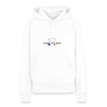 Manger du jambon de france - Sweat à capuche Premium bio Femme - blanc - Devant - Julia (174cm)