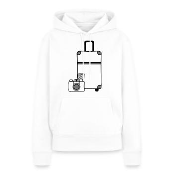 Caméra valise voyage amour - Sweat à capuche Premium bio Femme - blanc - Devant - Julia (174cm)