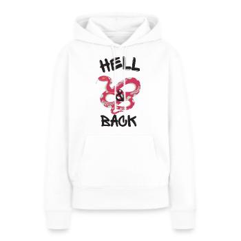 Enfer et retour - Sweat à capuche Premium bio Femme - blanc - Devant - Julia (174cm)