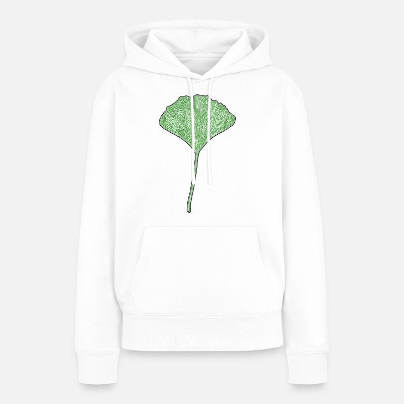 Feuille de gingko - Sweat à capuche Premium bio Femme - blanc