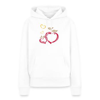 Deux pommes en forme de coeur, automne, fruits, am - Sweat à capuche Premium bio Femme - blanc - Devant - Julia (174cm)