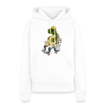 Opa Schildkröte auf einer Bank - Frauen Premium Bio Hoodie - Weiß - Vorne - Julia (174cm)