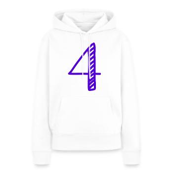 4 ANS. 4e ANNIVERSAIRE. ANNIVERSAIRE 4 ANS. QUATRE - Sweat à capuche Premium bio Femme - blanc - Devant - Julia (174cm)
