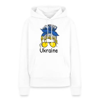 Ukraine Flag Vintage Ukrainian Flag Used Look - Sweat à capuche Premium bio Femme - blanc - Devant - Julia (174cm)