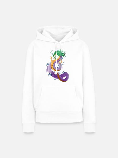 Wasser-Drache - Frauen Premium Bio Hoodie - Weiß