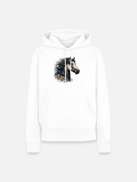 Pferd - Frauen Premium Bio Hoodie - Weiß