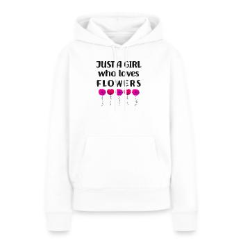 Juste une fille qui aime les fleurs - Sweat à capuche Premium bio Femme - blanc - Devant - Julia (174cm)