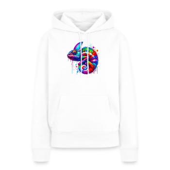 Caméléon - Sweat à capuche Premium bio Femme - blanc - Devant - Julia (174cm)