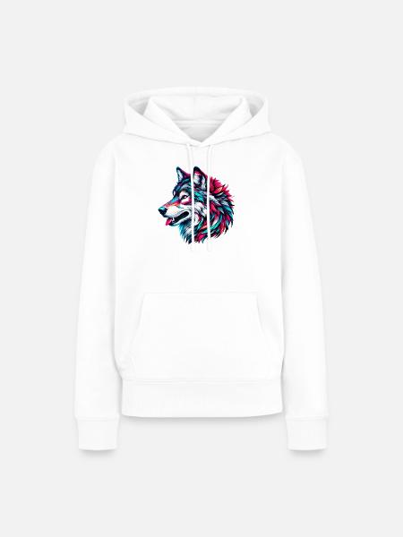 Wolf - Frauen Premium Bio Hoodie - Weiß