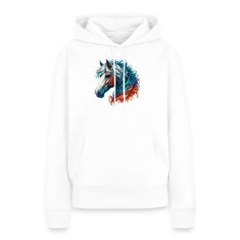 Cheval - Sweat à capuche Premium bio Femme - blanc - Devant - Julia (174cm)