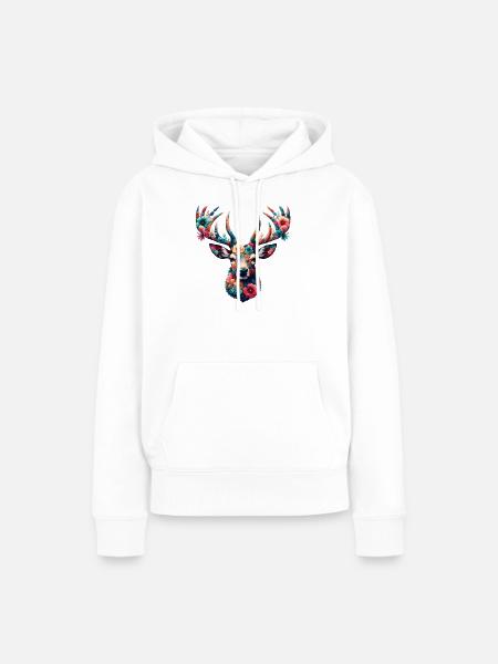 Hirsch - Frauen Premium Bio Hoodie - Weiß