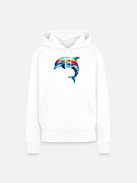 Delfin - Frauen Premium Bio Hoodie - Weiß