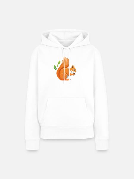 Verspielter Eichhörnchen-Print mit Blättern - Frauen Premium Bio Hoodie - Weiß