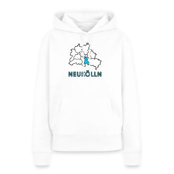 NEUKÖLLN, Stadtteil von Berlin - Frauen Premium Bio Hoodie - Weiß - Vorne - Julia (174cm)