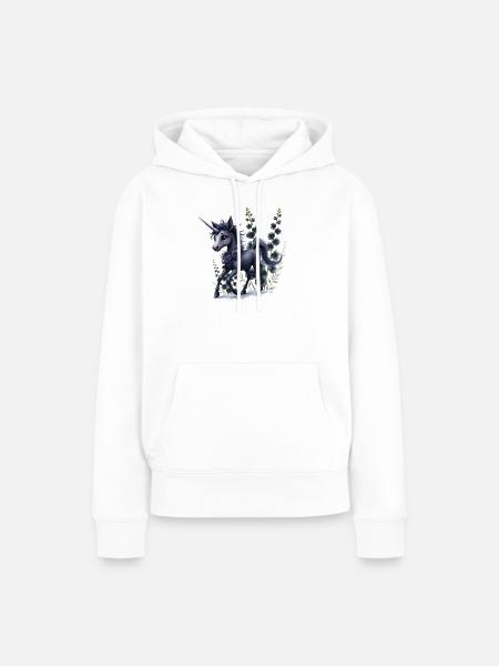 Einhorn Blumen Fantasie - Frauen Premium Bio Hoodie - Weiß