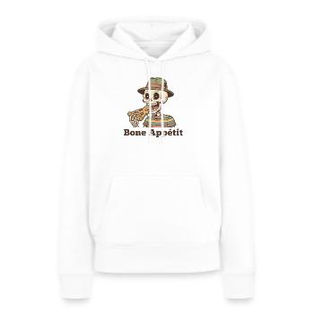 Bone Appétit Skeleton mange de la pizza - Sweat à capuche Premium bio Femme - blanc - Devant - Julia (174cm)