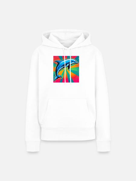 Delfin - Frauen Premium Bio Hoodie - Weiß