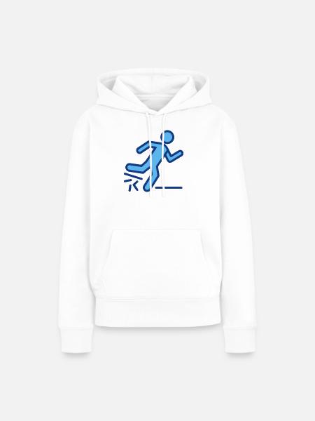 Dynamische blaue Läufer-Silhouette - Frauen Premium Bio Hoodie - Weiß