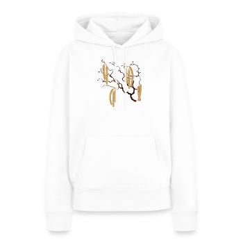 Branche de noisetier en tire-bouchon avec chatons de noisetier doré - Sweat à capuche Premium bio Femme - blanc - Devant - Julia (174cm)