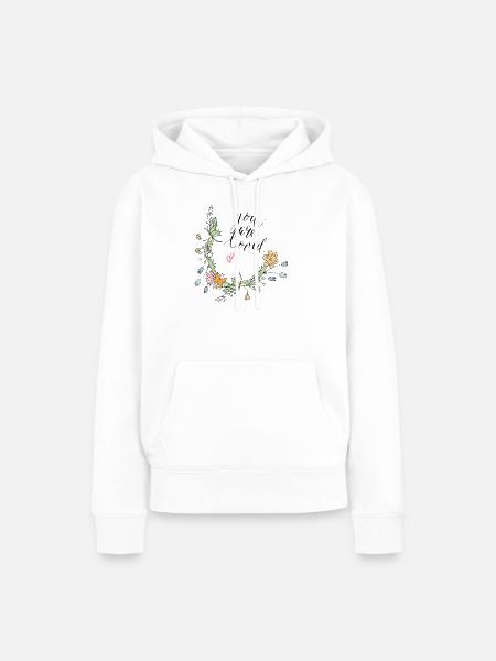 Blumenranke - Frauen Premium Bio Hoodie - Weiß