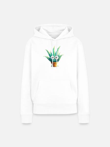 Fröhlicher Aloe mit Brille - Frauen Premium Bio Hoodie - Weiß