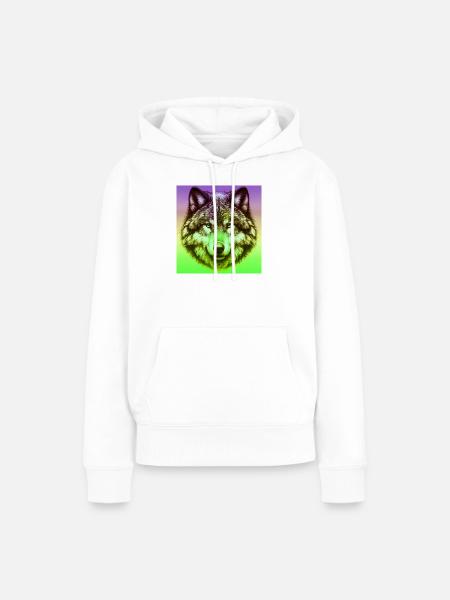 Wolf - Frauen Premium Bio Hoodie - Weiß