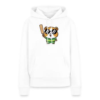 Cooler Hamster Mit Cricket Schlaeger - Frauen Premium Bio Hoodie - Weiß - Vorne - Julia (174cm)