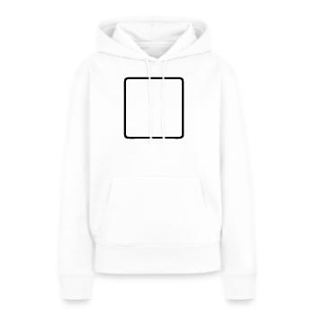 Cadre carré arrondi - Sweat à capuche Premium bio Femme - blanc - Devant - Julia (174cm)