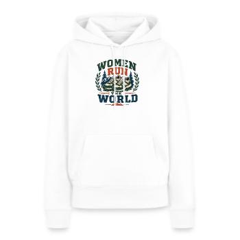 Frauen bestimmen die Welt - Frauen Premium Bio Hoodie - Weiß - Vorne - Julia (174cm)