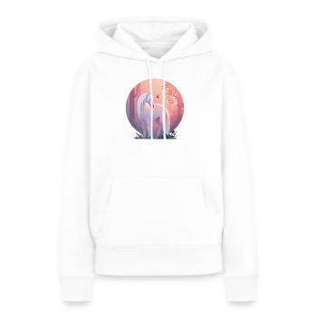 Cheval avec papillon - Sweat à capuche Premium bio Femme - blanc - Devant - Julia (174cm)