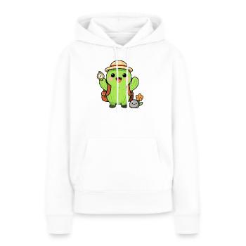 Cactus explorateur avec sac à dos - Sweat à capuche Premium bio Femme - blanc - Devant - Julia (174cm)