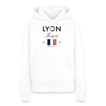Lyon Frankreich Koordinaten Reise Souvenir - Frauen Premium Bio Hoodie - Weiß - Vorne - Julia (174cm)