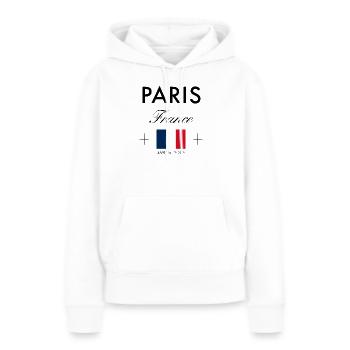 Paris Frankreich Koordinaten Reise Souvenir - Frauen Premium Bio Hoodie - Weiß - Vorne - Julia (174cm)