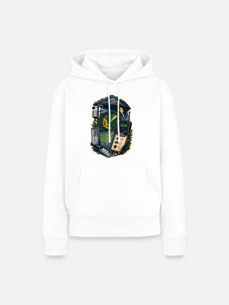 Sturmbeobachtung Karte Funkgerät Wolken - Frauen Premium Bio Hoodie - Weiß
