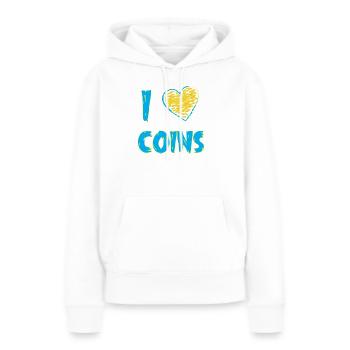 Collectionneur de pièces de monnaie - Sweat à capuche Premium bio Femme - blanc - Devant - Julia (174cm)