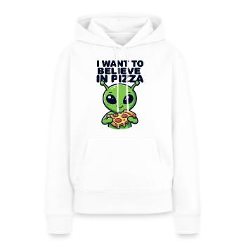 I Want To Believe In Pizza Alien - Frauen Premium Bio Hoodie - Weiß - Vorne - Julia (174cm)