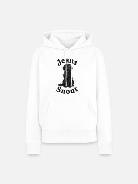 Schwarzer Doodle im Jeansflicken-Stil - Frauen Premium Bio Hoodie - Weiß